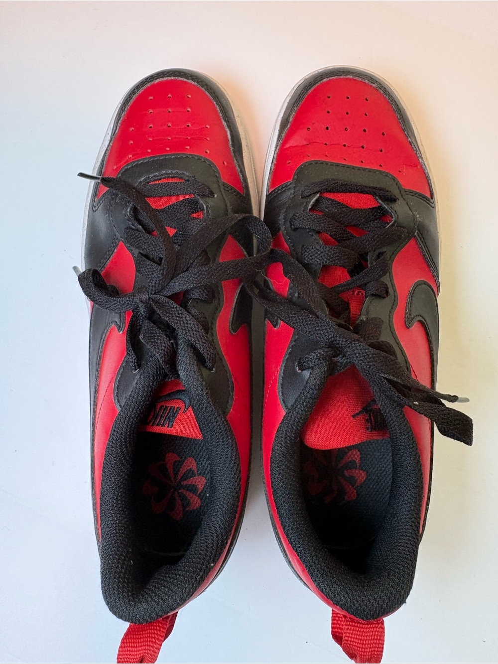 Nike Court Borough Low Recraft Shoes Youth Sz 5.5Y Black Red DV5456-600 Sneakers